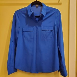 Ann Taylor Silk Blue Camp Blouse